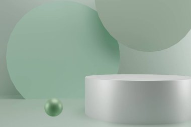 Soyut gerçekçi 3D beyaz kaide podyumu, kozmetik ürün sunumu için Pastel asgari duvar sahnesi.