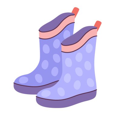 Üzerinde çeşitli parmak izleri olan mavi çizmeler. Düz vektör çizimleri beyaz arkaplanda izole edildi.