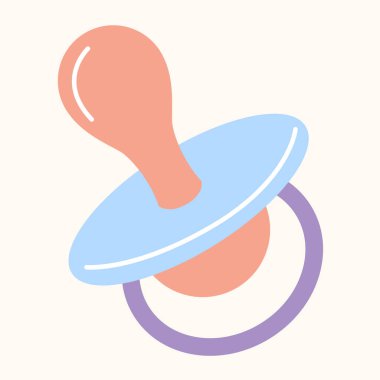 Emzik ya da sahte klipsleme. Bebek meme ucu emziği vektör çizimi çizgi film tarzında. Bebek element düz vektörü beyaz arkaplanda izole edildi. Bebek sembolü.