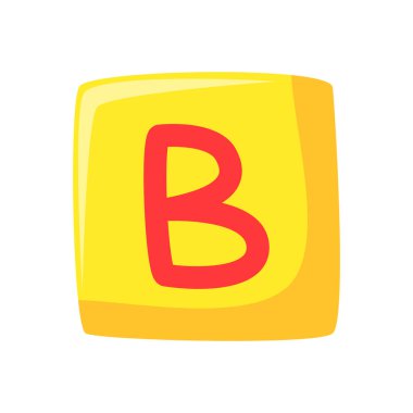 A harfli Montessori alfabe bloğu, çocuklar için renkli bir oyuncak, düz dizayn. Vektör illüstrasyonu beyaz arkaplanda izole edildi.