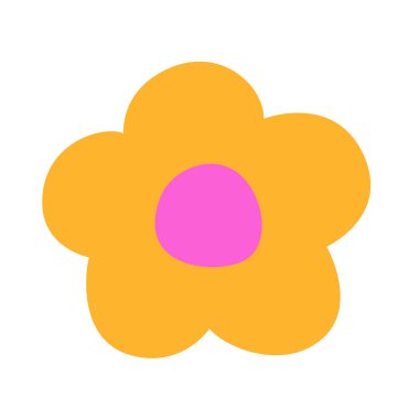 Beyaz arkaplanda izole edilmiş pembe merkez vektör illüstrasyonlu parlak sarı çiçek