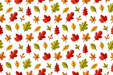 Güz yaprakları karalama tarzında kusursuz vektör deseni