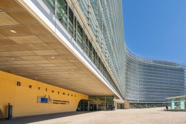 Brüksel, Belçika 10 Ağustos 2023: Brüksel 'deki Berlaymont binası Avrupa Birliği Komisyonu' nun merkez binası