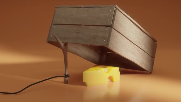 一个装有奶酪的盒子陷阱 — 图库视频影像