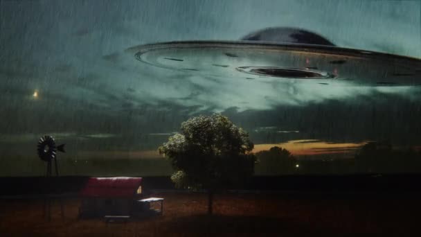Alien Spaceship Kidnapping Human Abduction Ray — Vídeos de Stock