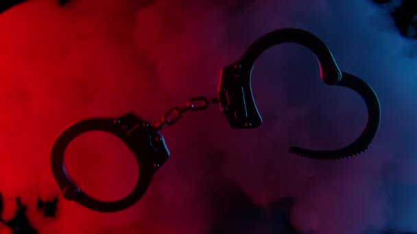 Handcuffs Smoke Background Police Lights Looped Video — Wideo stockowe