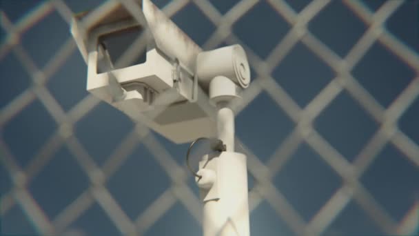 Камера Безпеки Перетині Кордону Збільшується Іммігранти Кришталику Відбивають — стокове відео