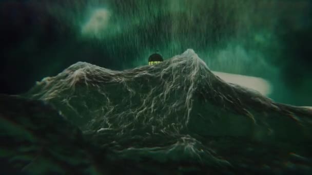 希望のビーコン 雷雨の中の灯台 難破船の生存者の視点 ループ可能 — ストック動画