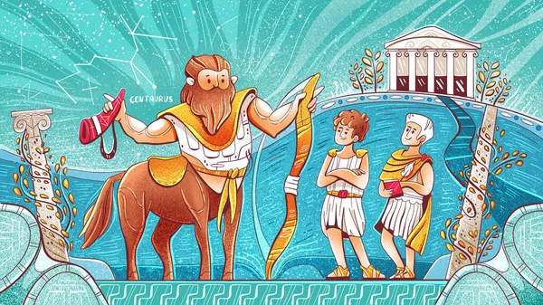 人马座的卡通画 古希腊关于地名起源的神话 — 图库照片