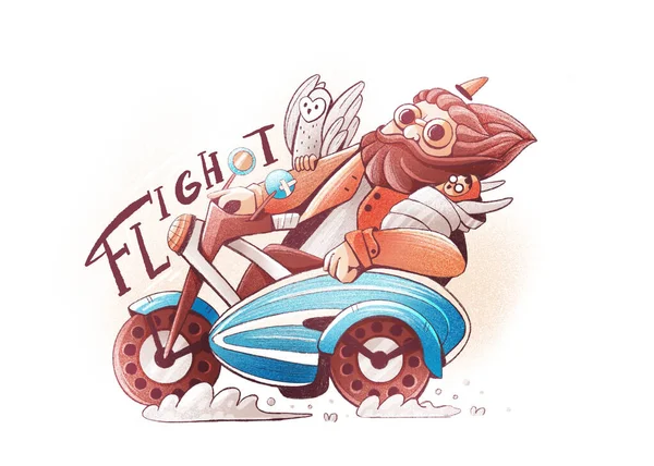Фан Арт Иллюстрация Хагрида Мотоцикле — стоковое фото