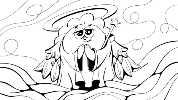 Illustration Line Style Comic Cartoon Character Dumpling Angel Can Used — Stock Photo, Image