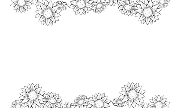 Illustration Line Style Frame Decoration Sunflowers Can Used Art Print — Stock Photo, Image