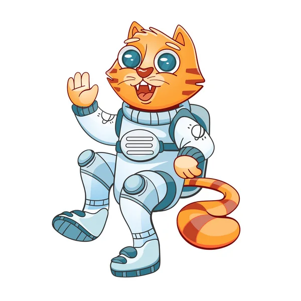 Stock vector Vector illustration of cat astronaut character in cartoon comic style.