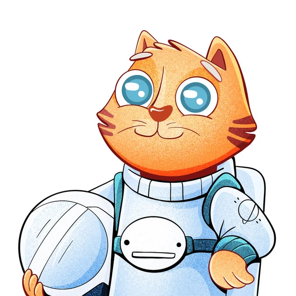 Illustrazione Del Personaggio Del Gatto Astronauta Stile Fumetto — Foto Stock