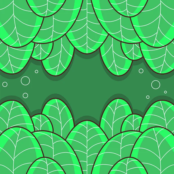 Vector Background Theme Green Foliage Cartoon Comic Style — Stock Vector