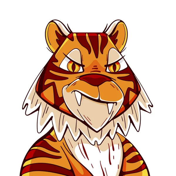Carácter Vectorial Tigre Estilo Cómico Dibujos Animados — Vector de stock