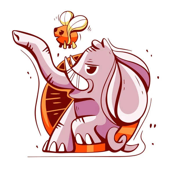 Elefante Carácter Vectorial Estilo Dibujos Animados — Vector de stock