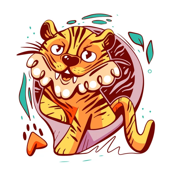 Tigre Personaggio Vettoriale Stile Cartone Animato — Vettoriale Stock