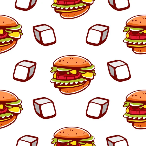 Padrão Vetorial Cheeseburgers Estilo Cartoon — Vetor de Stock
