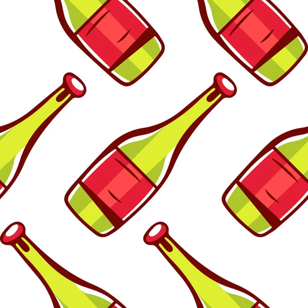 Modèle Vectoriel Une Bouteille Vin Frais Dans Style Dessin Animé — Image vectorielle