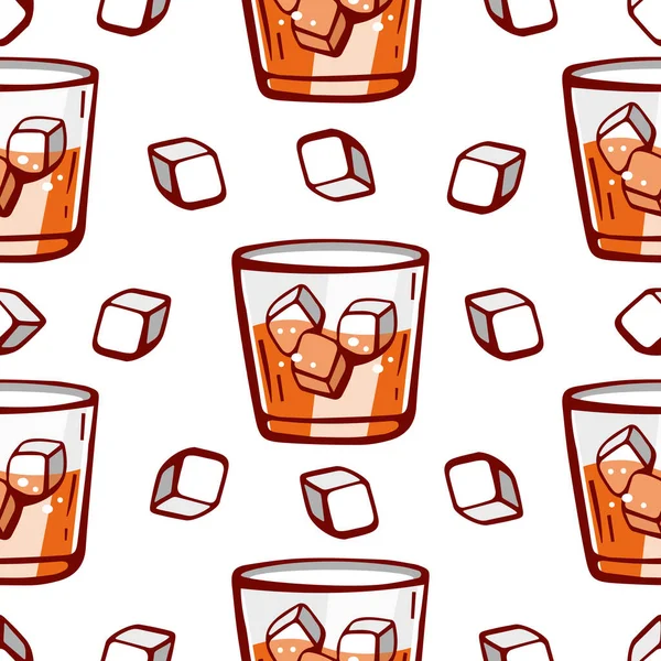 飲料と氷のグラスのベクトルパターン漫画スタイルで — ストックベクタ