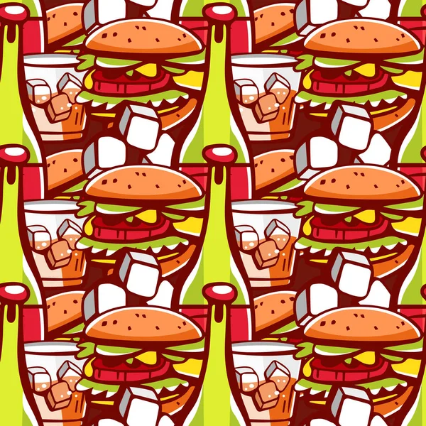 Векторный Рисунок Гамбургеров Бутылок Вина Стиле Мультфильма — стоковый вектор