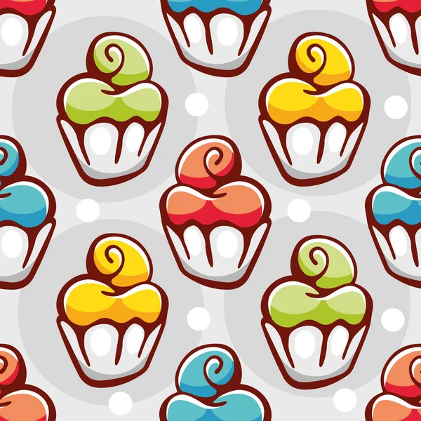 Modèle Vectoriel Gâteaux Desserts Style Dessin Animé — Image vectorielle