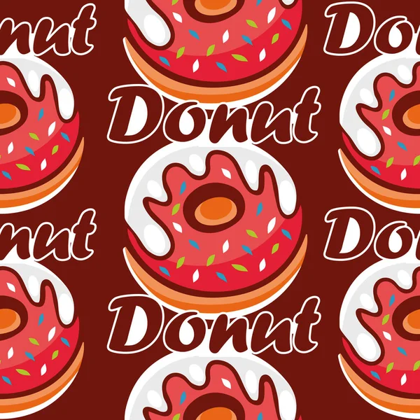 Vector Donut Pattern Lettering Cartoon Style — Stock Vector