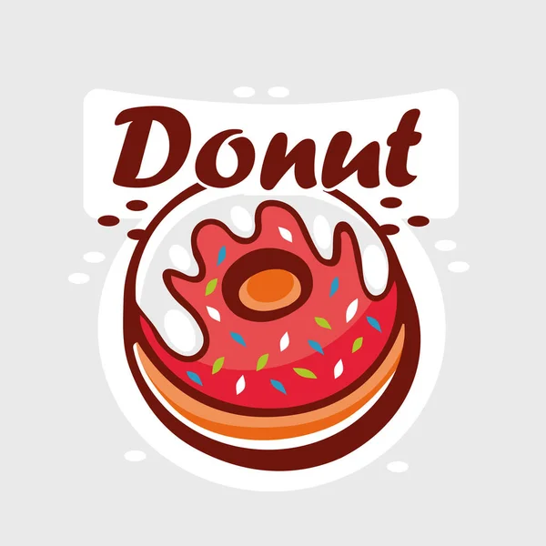 Donut vektör illüstrasyonu ve çizgi film tarzında harf Donut.