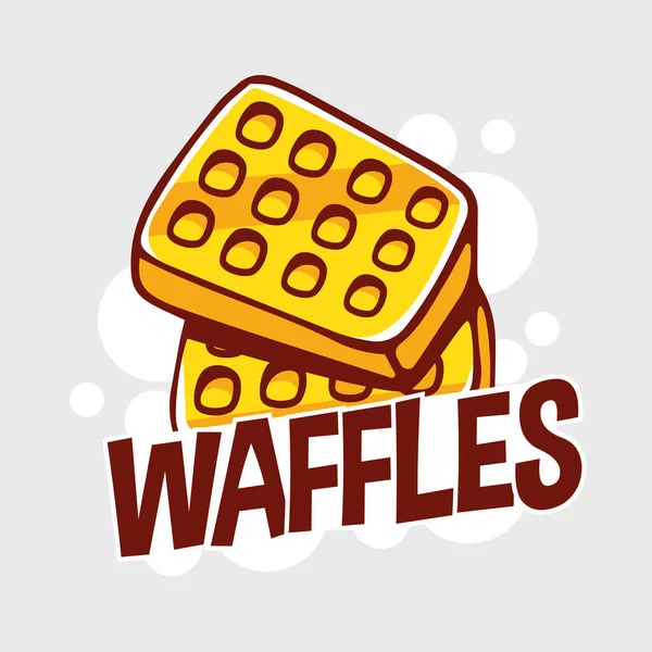 Ilustrasi Vektor Wafel Dan Huruf Waffle Dalam Gaya Kartun - Stok Vektor