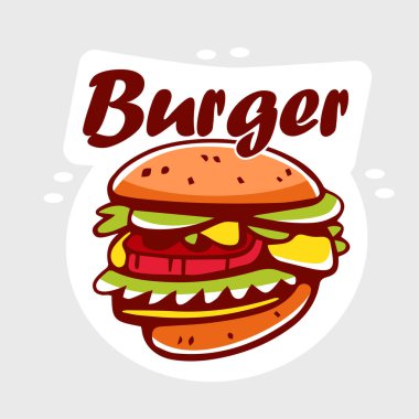 Çizburger ve hamburgerin çizgi film tarzında vektör çizimi.