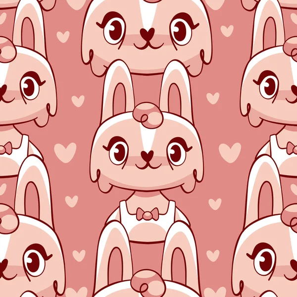 Vector Pattern Cartoon Cute Funny Rabbit — Stock Vector