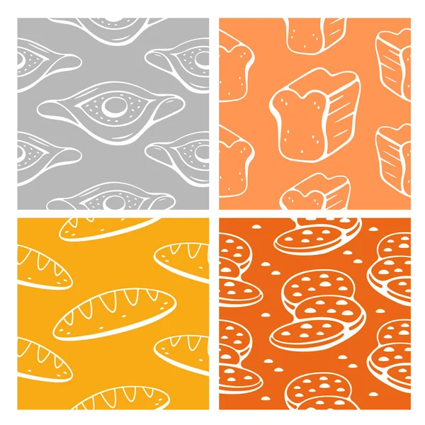 Vector Patterns Theme Baking Bread Cupcake Khachapuri Line Doodle Style — Stock Vector