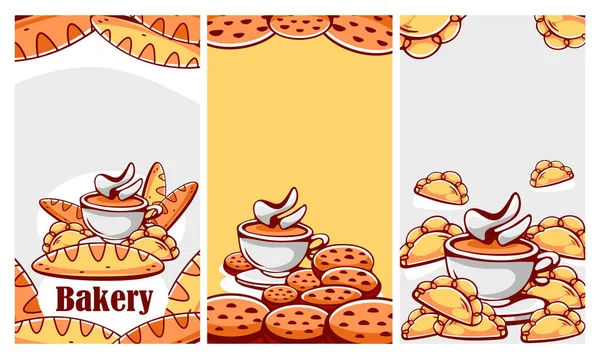 Eine Reihe Von Vektormustern Cartoon Stil Zum Thema Kuchen Tee — Stockvektor