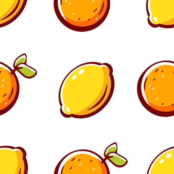 Padrão Vetorial Estilo Cartoon Com Frutas Cítricas — Vetor de Stock