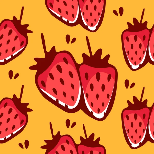 Διάνυσμα Μοτίβο Στυλ Κινουμένων Σχεδίων Φράουλες — Διανυσματικό Αρχείο