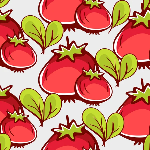 Patrón Vectorial Estilo Dibujos Animados Con Tomates — Vector de stock