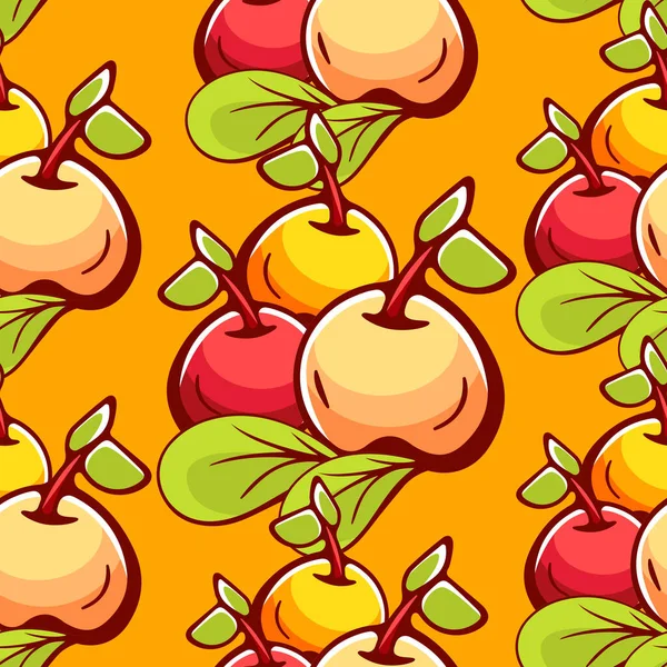 Patrón Vectorial Estilo Dibujos Animados Con Manzanas — Vector de stock