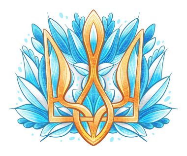 Sarı-mavi renklerde Ukrayna Mızrağı Kolları Çizimi.