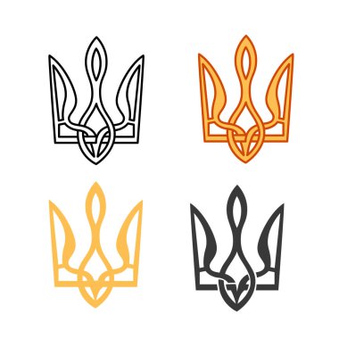 Klasik Ukrayna Devleti Amblemi Mızrağı hizada, renkli, tek renkli stiller.