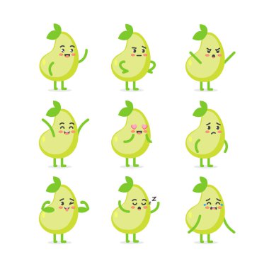 Armut karakterinin komik, düz bir çizgi filmdeki pozları ve duyguları..