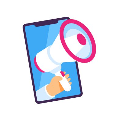 Megafon 'dan akıllı telefon. Beyaz kırmızı düz