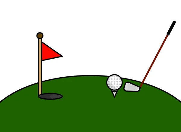 高尔夫球场上的球就要进洞了 — 图库矢量图片