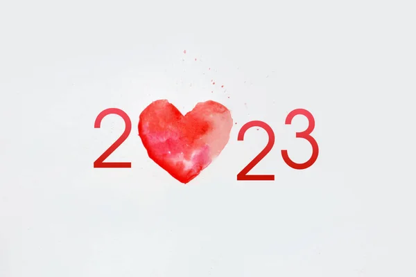Inscrição Incomum 2023 Com Coração Símbolo Vinda 2023 — Fotografia de Stock