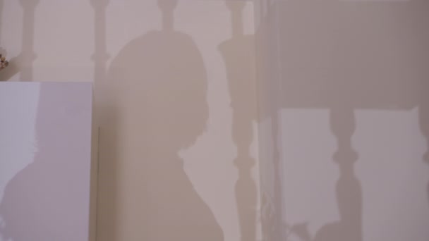 Shadow Nervous Woman Walking Indoors Worried Anxious Lady Waiting Home — Stock video