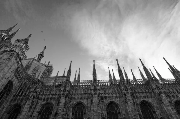 Milan Cathedral Monochrome Shot View Duomo Columns Stockfoto