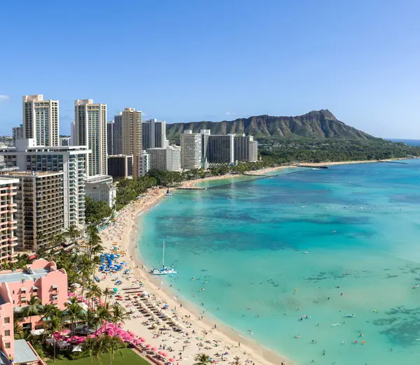 Hawaii Waikiki Beach Hotels Diamond Head — Stock Photo, Image
