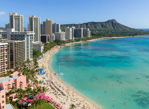Hawaii Waikiki Beach Hotels Diamond Head — Stock Photo, Image