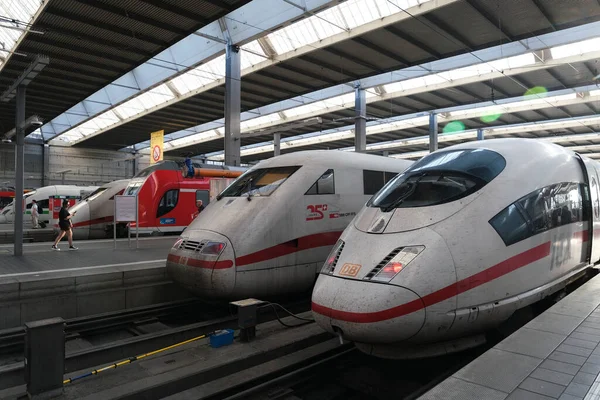 Pociągi Peronie Monachium Dworzec Centralny Niemczech Lipca 2022 — Zdjęcie stockowe