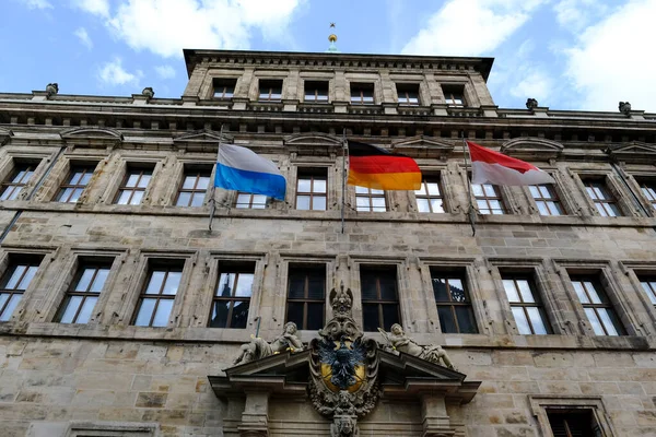Ondas Bandeira Alemã Fora Edifício Baviera Alemanha Julho 2022 — Fotografia de Stock